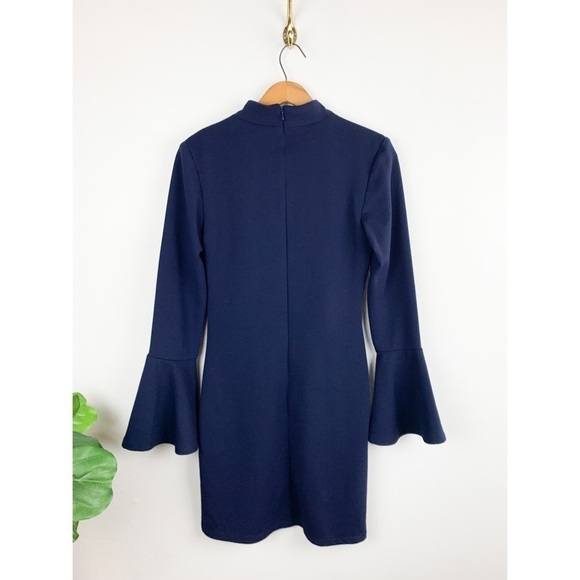 Hutch Anthropologie Navy Blue Bell Sleeve Mini Dress Sz S - Picture 2 of 7